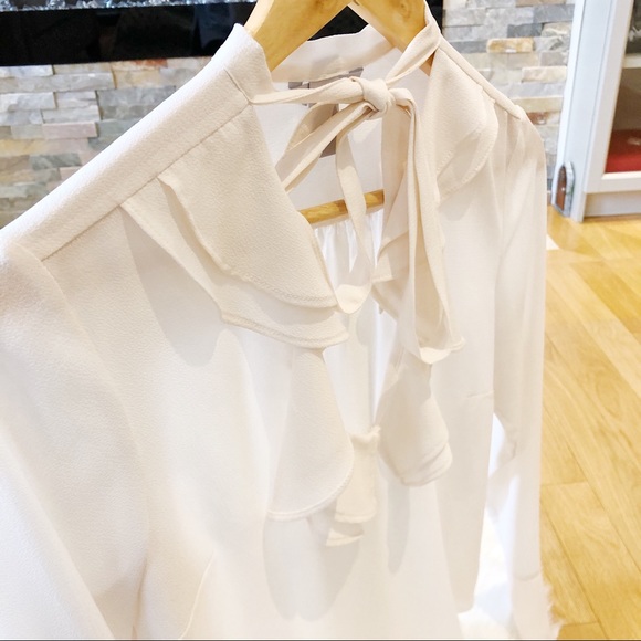 H&M Blush Pink Ruffle Scoop Neck Blouse 8 - Picture 5 of 6